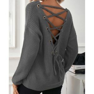 Luxe lace up back sweater